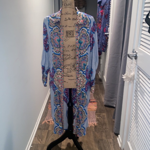 Multicolored boho collared duster - Picture 2 of 6